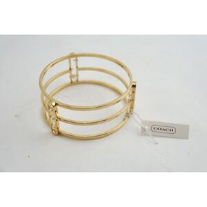 Employee Sale Coach Cage Cuff Bracelet OS Gold Pearl Triple Band 99781 Good READ